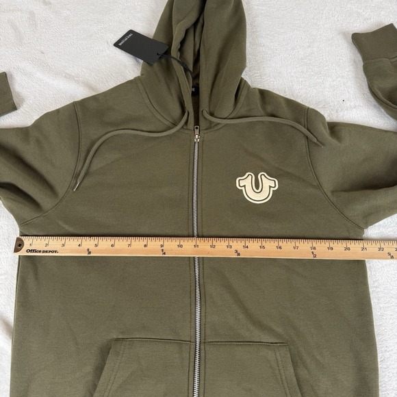 True Religion Core Zip Up Hoodie Men's Medium Kalamata Green Buddha New $119 - Picture 6 of 9